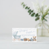 Blue Coquette Carriage Baby Shower Diaper Raffle Informatiekaartje (Staand voorkant)
