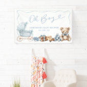 Blue Coquette Carriage Baby Shower Large Banner (Insitu)