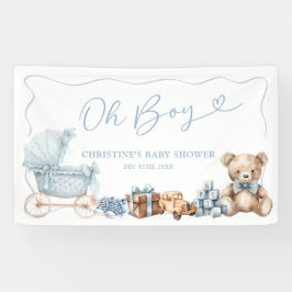 Blue Coquette Carriage Baby Shower Large Banner