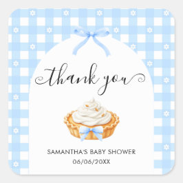 Blue Coquette Fall Pie Baby Shower Thank You Vierkante Sticker
