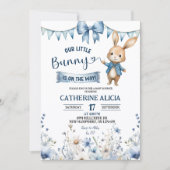 Blue Coquette Little Bunny Baby Shower Kaart (Voorkant)