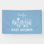 Blue Coquette Modern handgetekend Baby shower Spandoek (Horizontaal)