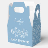 Blue coquette modern handgetekende baby shower bedankdoosjes (Geopend)