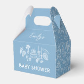 Blue coquette modern handgetekende baby shower bedankdoosjes (Voorkant Zijde)