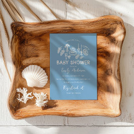 Blue coquette modern handgetekende baby shower kaart