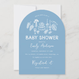 Blue coquette modern handgetekende baby shower kaart