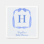 Blue Coquette Monogram Gepersonaliseerde servet (Voorkant)