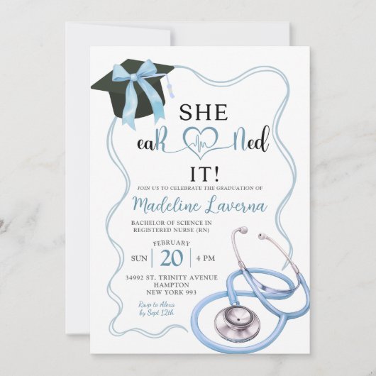 Blue Coquette Nurse Afstuderen Kaart (Voorkant)