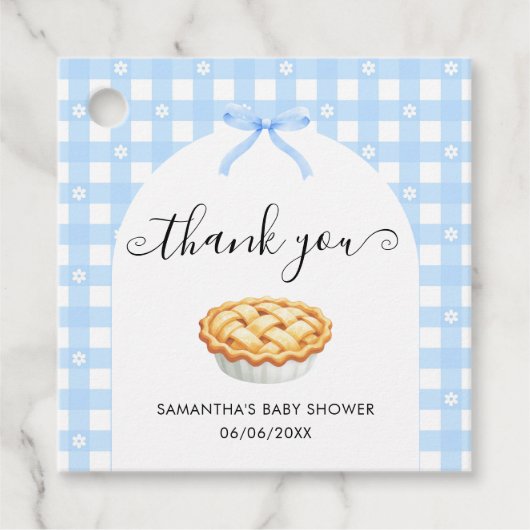 Blue Coquette Pie Baby Shower Thank You Bedankjes Labels (Voorkant)