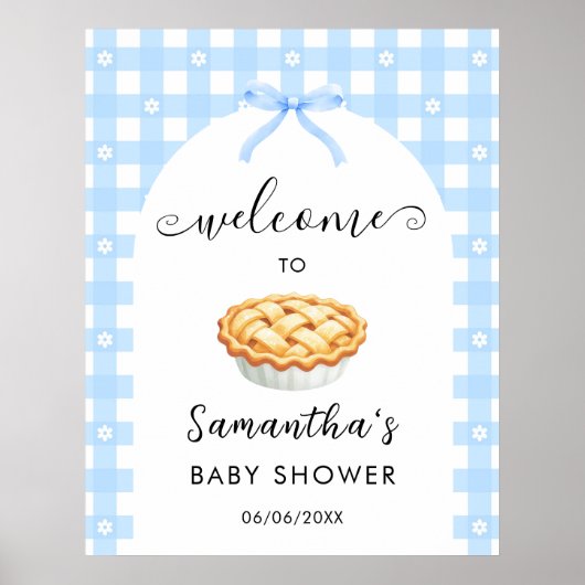 Blue Coquette Pie Baby Shower Welcome Poster (Voorkant)