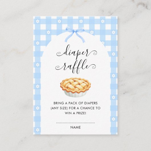 Blue Coquette Pie Diaper Raffle Informatiekaartje (Voorkant)