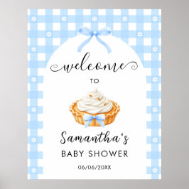 Blue Coquette Pumpkin Pie Baby Shower Welcome Poster