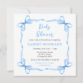 Blue Coquette Ribbon Baby shower Kaart (Voorkant)