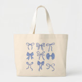 Blue Coquette Ribbons Canvas tas (Voorkant)