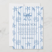 Blue Coquette Seashells Baby Shower Thank You Card Bedankkaart (Voorkant)