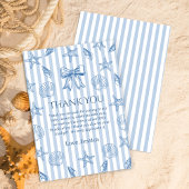 Blue Coquette Seashells Baby Shower Thank You Card Bedankkaart