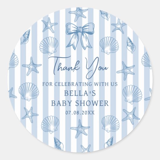 Blue Coquette Seashells Beach Sticker (Voorkant)