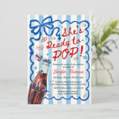 Blue Coquette She is Ready to POP Invitation Kaart (Staand voorkant)