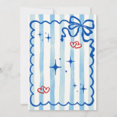 Blue Coquette She is Ready to POP Invitation Kaart (Achterkant)