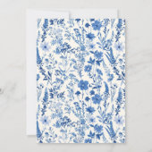 Blue Coquette Toile Bow Afstuderen Invitation Kaart (Achterkant)