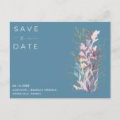 Blue Coral Beach Bruiloft Save the Date Aankondigingskaart (Voorkant)