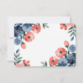 Blue & Coral Bouquet Wedding RSVP Kaarten (Achterkant)