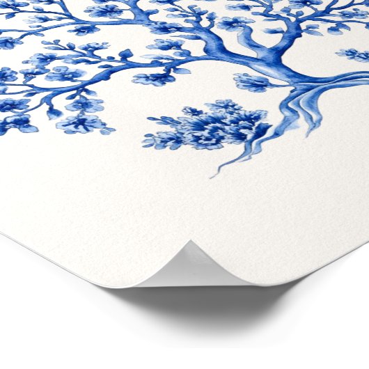 Blue Coral Branch – Coastal Blue op Beige Poster (Hoek)