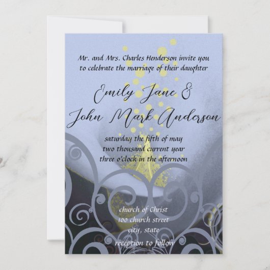 Blue Coral Calla Lily Floral Wedding Kaart (Voorkant)