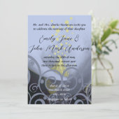 Blue Coral Calla Lily Floral Wedding Kaart (Staand voorkant)