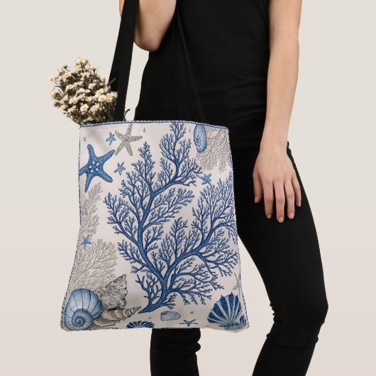 Blue Coral Canvas tas – Kustoceaan met ster (Dichtbij)