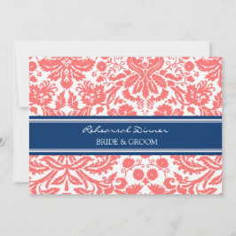 Blue Coral Damask repesal Dinner Party Kaart