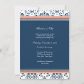 Blue Coral Damask Wedding Vow Renewal Uitnodiginge Kaart (Achterkant)