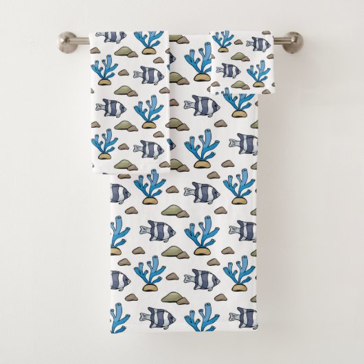 Blue Coral en Tropical Fish Zee badhanddoek set Bad Handdoek (Insitu)
