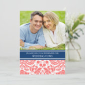 Blue Coral Foto Wedding Vow Renewal Uitnodiging (Staand voorkant)