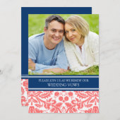 Blue Coral Foto Wedding Vow Renewal Uitnodiging (Voorkant / Achterkant)