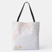 Blue Coral Marble Trendy Initiaal Name Monogram Tote Bag (Achterkant)