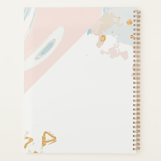 Blue Coral Marble Trendy Monogram Planner (Achterkant)