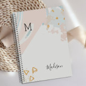 Blue Coral Marble Trendy Monogram Planner