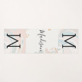 Blue Coral Marble Trendy Monogram Yoga Mat (Voorkant (horizontaal))
