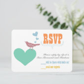 Blue Coral Mint Floral Typography Wedding Invites Kaart (Staand voorkant)