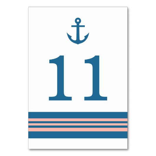 Blue Coral Nautical Anchor Table Kaart (Voorkant)