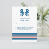 Blue Coral Nautical Seahorse Response Kaart (Staand voorkant)