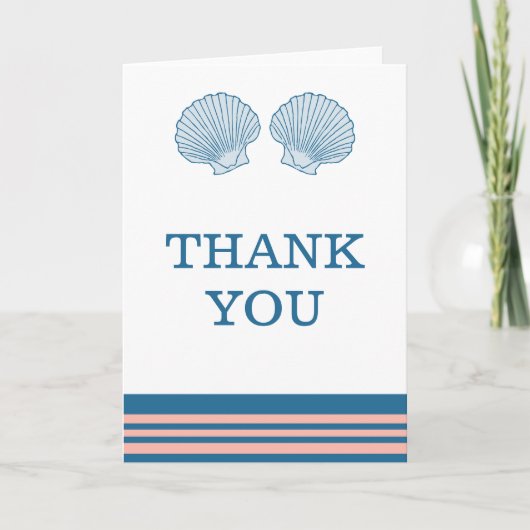 Blue Coral Nautical Seashells - Hartelijk dank Bedankkaart (Voorkant)