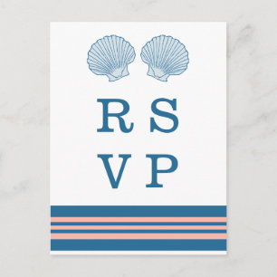 Blue Coral Nautical Seashells RSVP Briefkaart