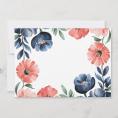 Blue & Coral Painted Florals repetitie diner Kaart (Achterkant)