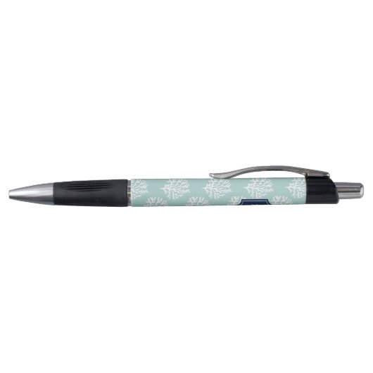 Blue Coral Reef Pattern Monogrammed Pen (Bovenkant)