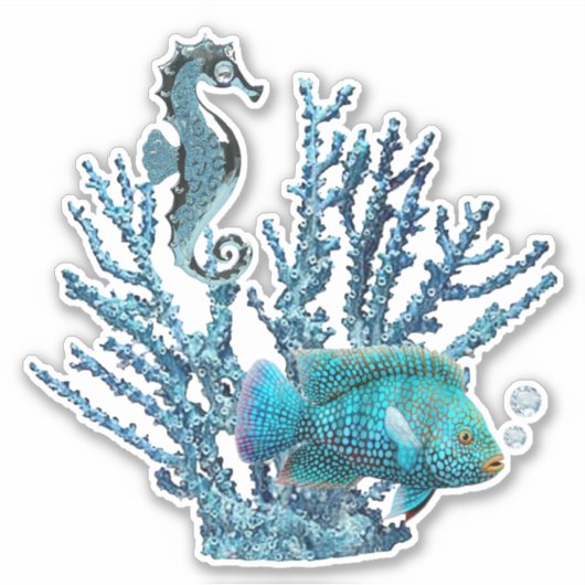 Blue Coral Reef Sticker (Voorkant)