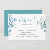 Blue Coral Reply RSVP-kaarten RSVP Kaartje (Voorkant / Achterkant)
