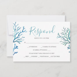 Blue Coral Reply RSVP-kaarten RSVP Kaartje