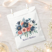 Blue & Coral Waterverf Boeket bruiloft Bedankzakje (Geknipt)